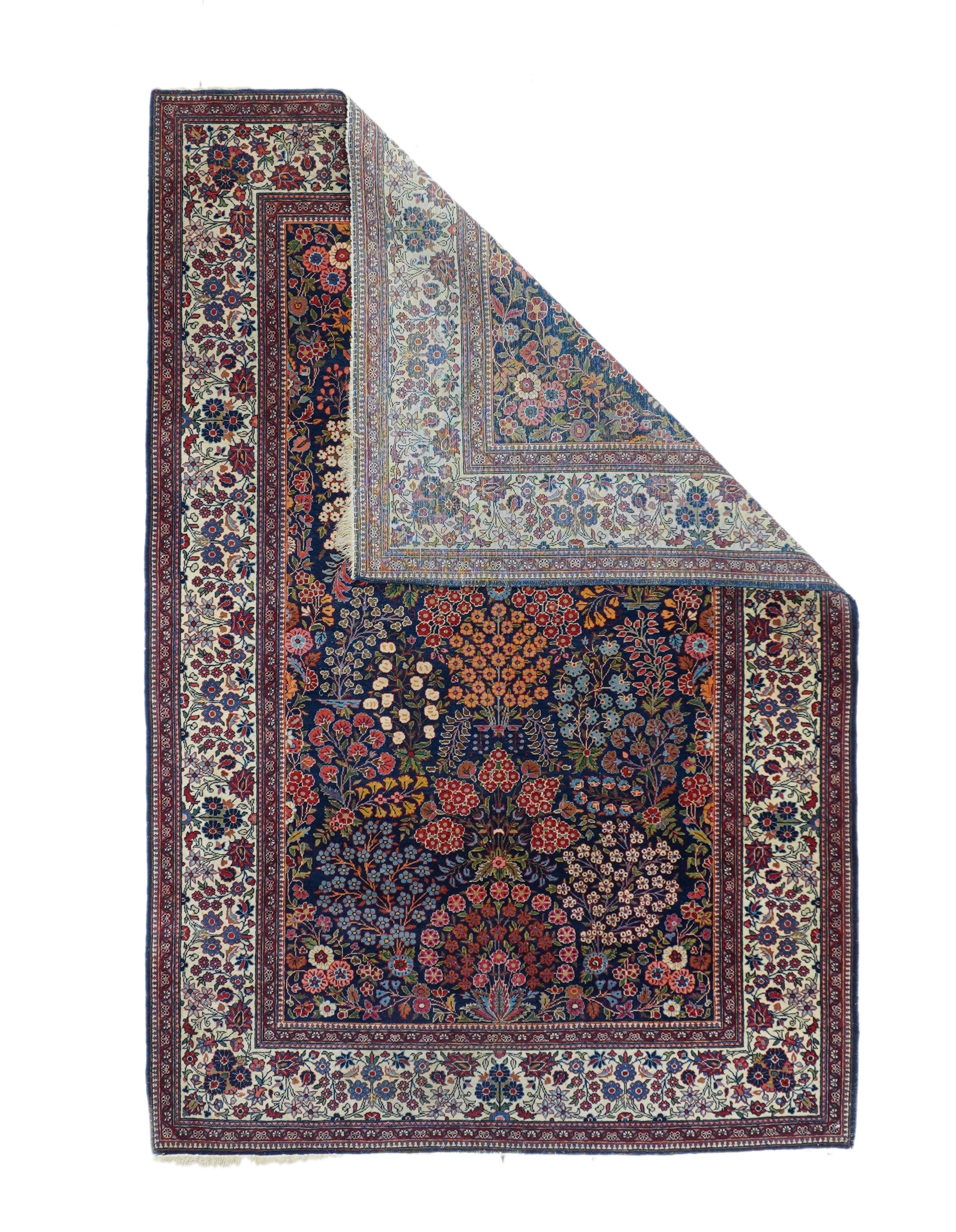 Antique Kashan Dabir Rug 4’5" x 6’9"